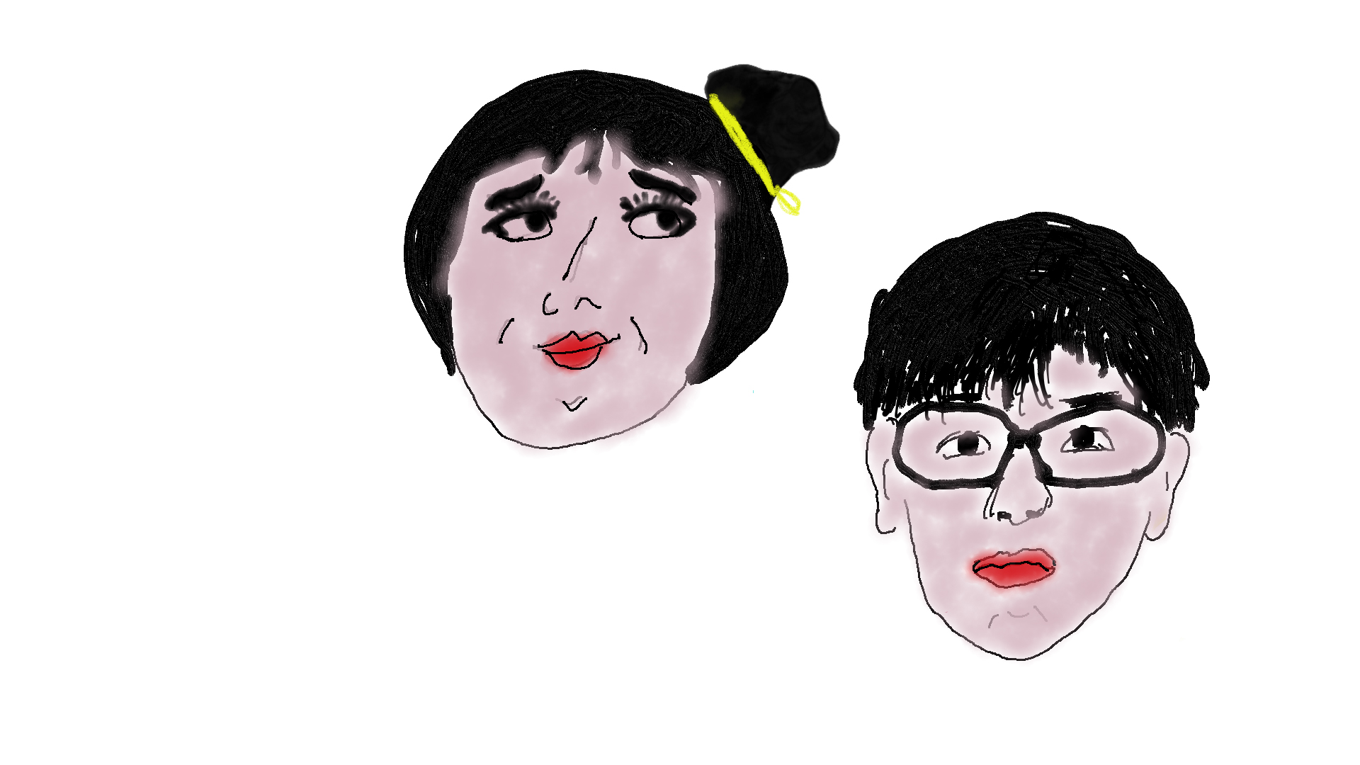 女性と男性の顔